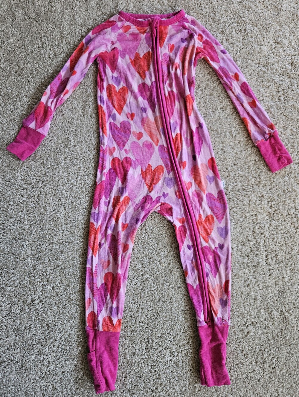 Little Sleepies Pink Hearts & Crafts Zippy